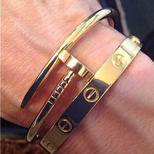 Gold Screw Love Nail Bangle Bracelet Set Gold Plated Love Nail Luxury